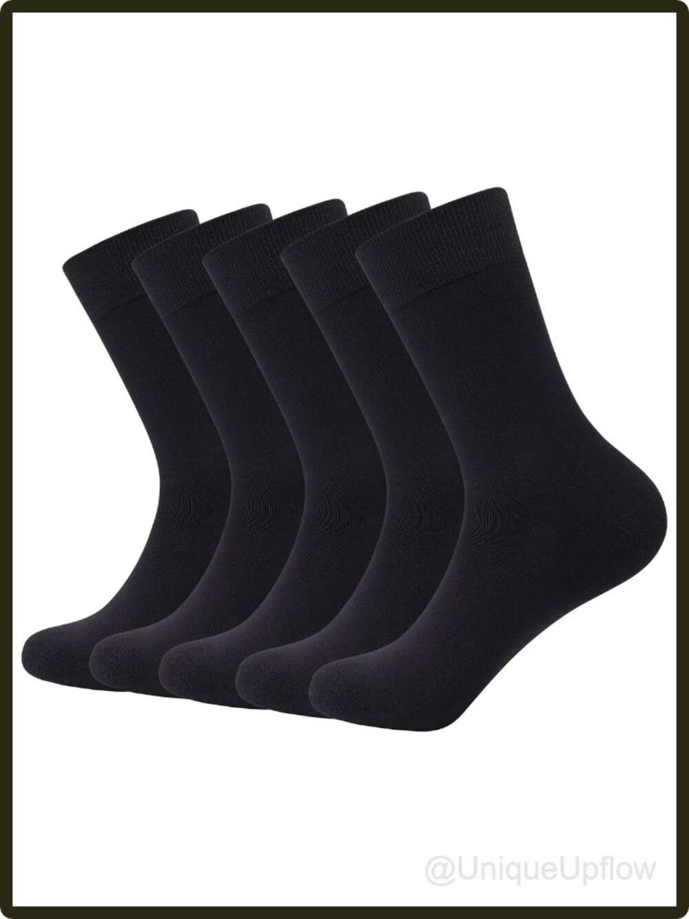 Viscose Bamboo Crew Dress Socks Lightweight Breathable Comfort 5 Pairs Black